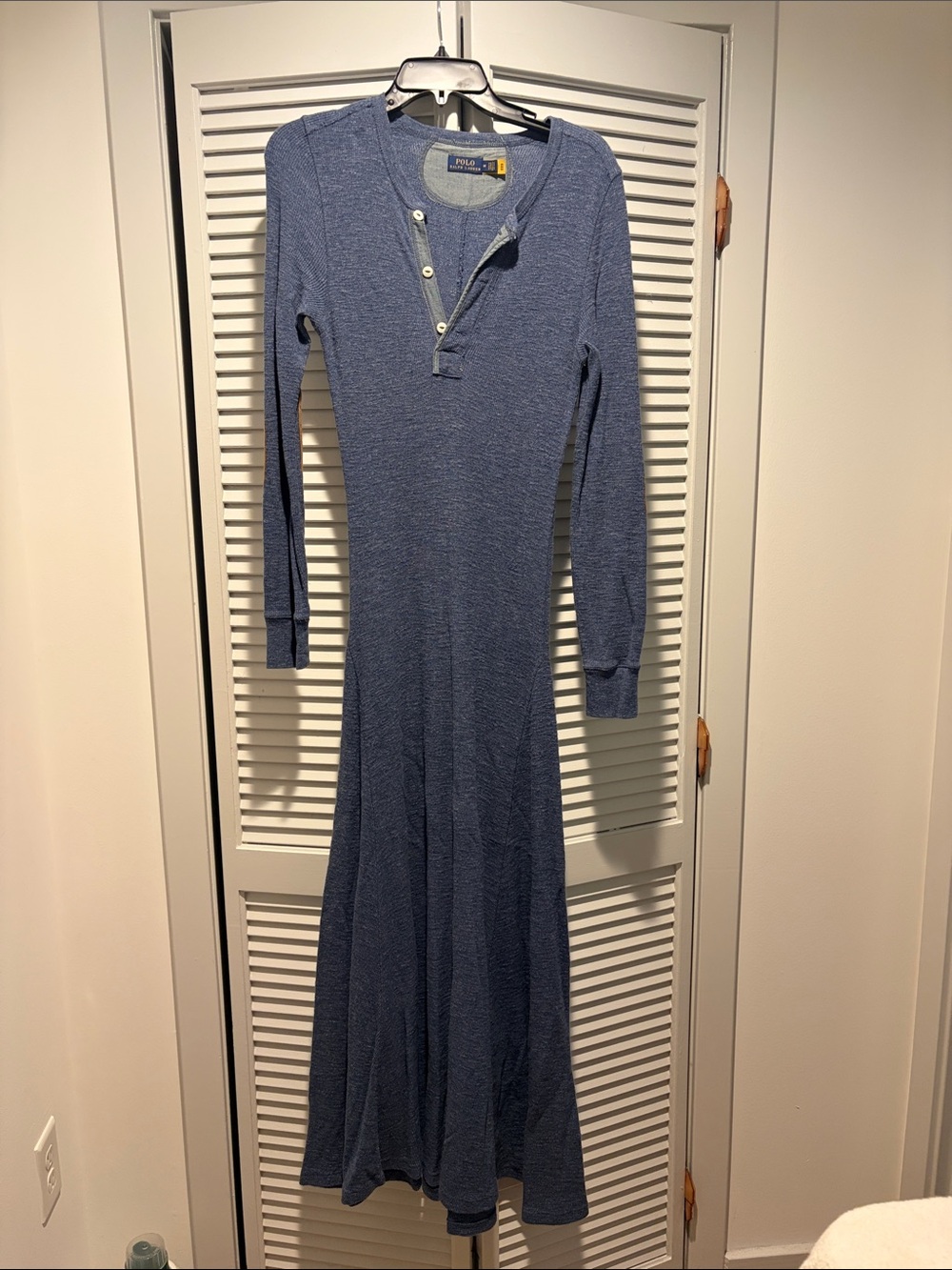 Polo by Ralph Lauren Heathered Blue Knit Henley Dress - Picture 2 of 5